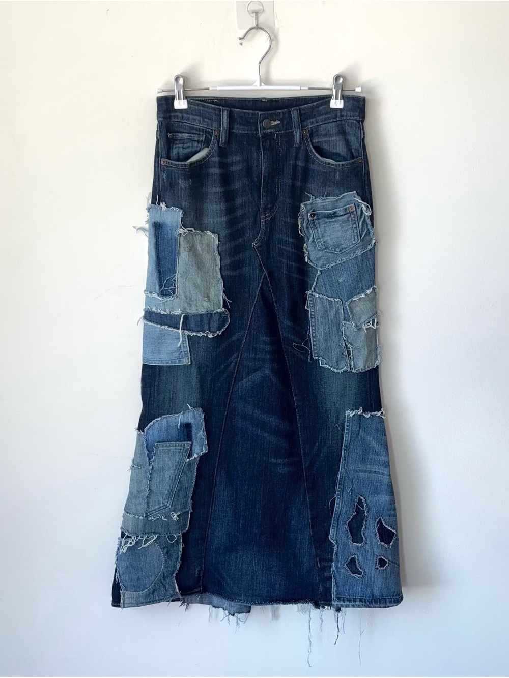 Ralph Lauren Denim & Supply Patchwork Maxi Skirt Size 27 Distressed Rare Y2K